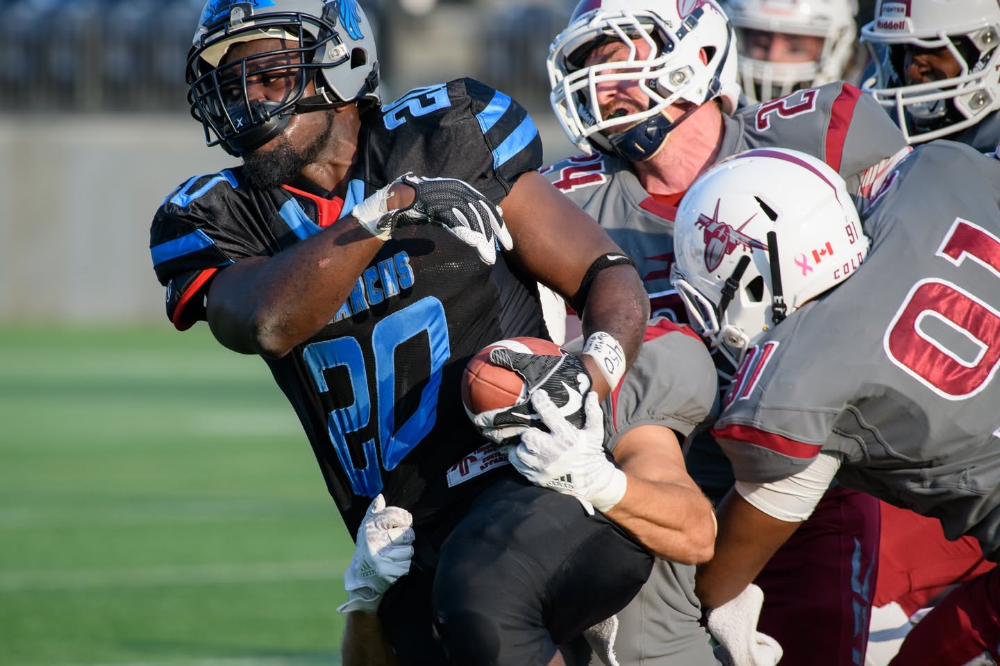 Monarchs running back powering through tackles